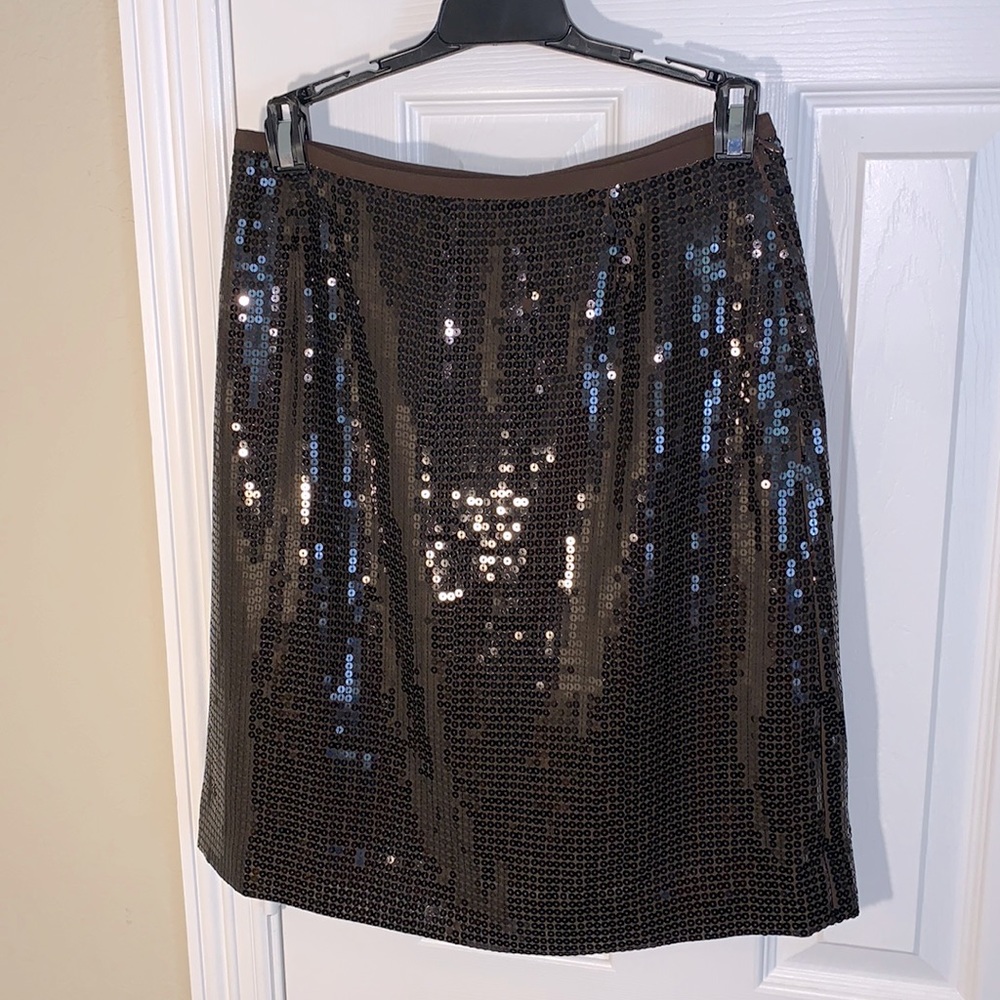 Doncaster Collection chocolate brown fully sequined skirt size 2